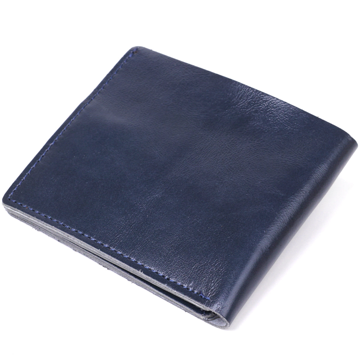 Compact Blue Leather Wallet for Men - SHVIGEL Art. 16465, Natural Leather, Made in Ukraine