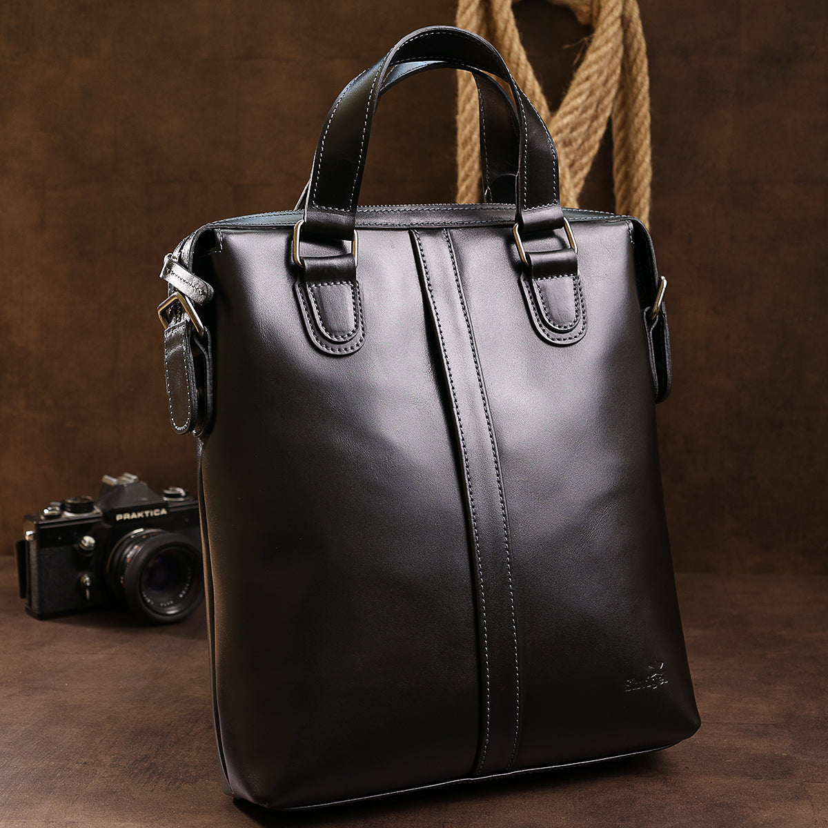 Genuine Leather Men's Bag SHVIGEL 11287 Black, Handcrafted in Ukraine, Durable Design
