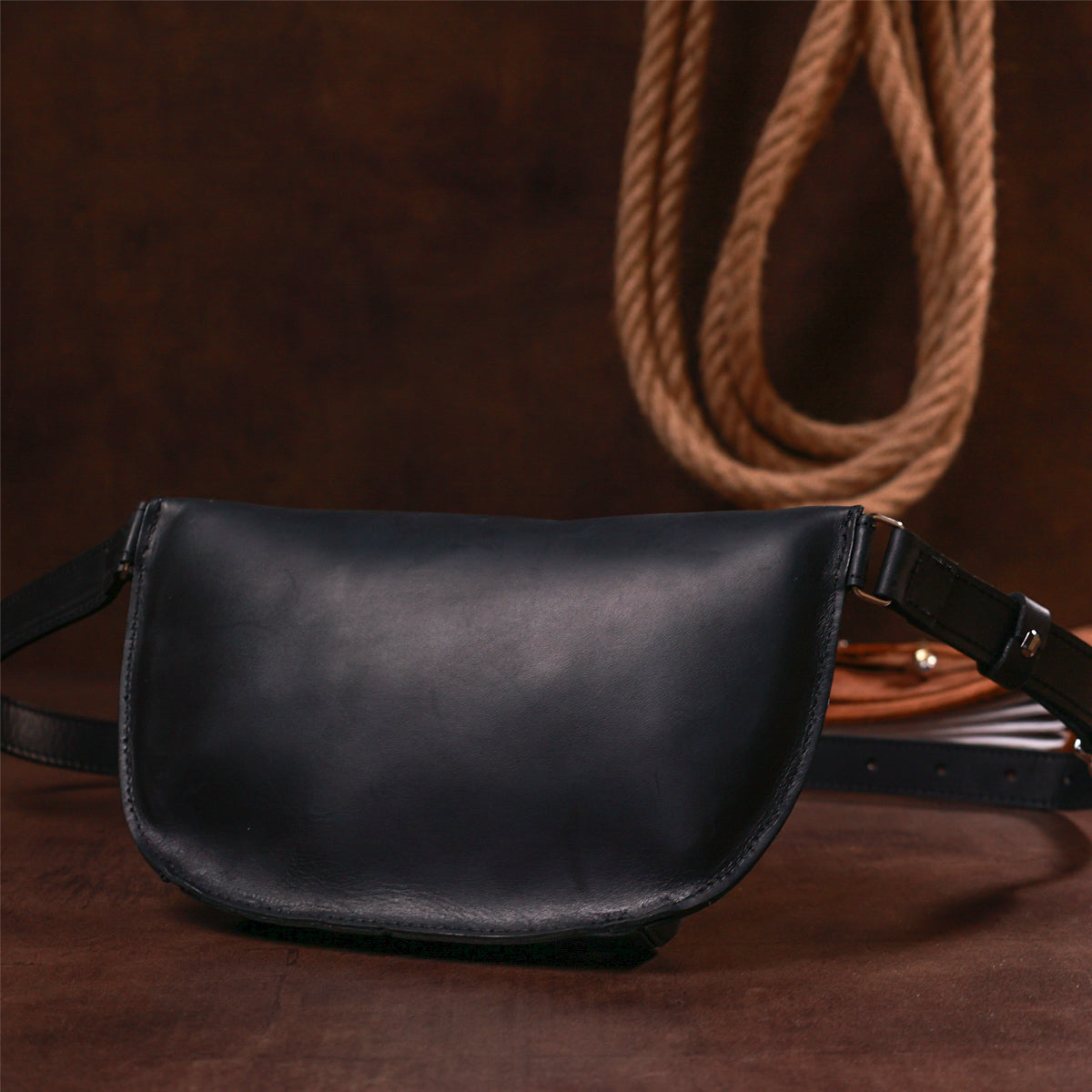 Vintage Women's Waist Bag SHVIGEL 16394 Black Genuine Leather Stylish Design