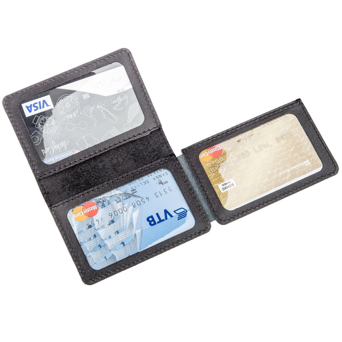 Leather Auto Document Holder with 3 Slots SHVIGEL 13966 Black for Drivers - Ukrainian Craftsmanship
