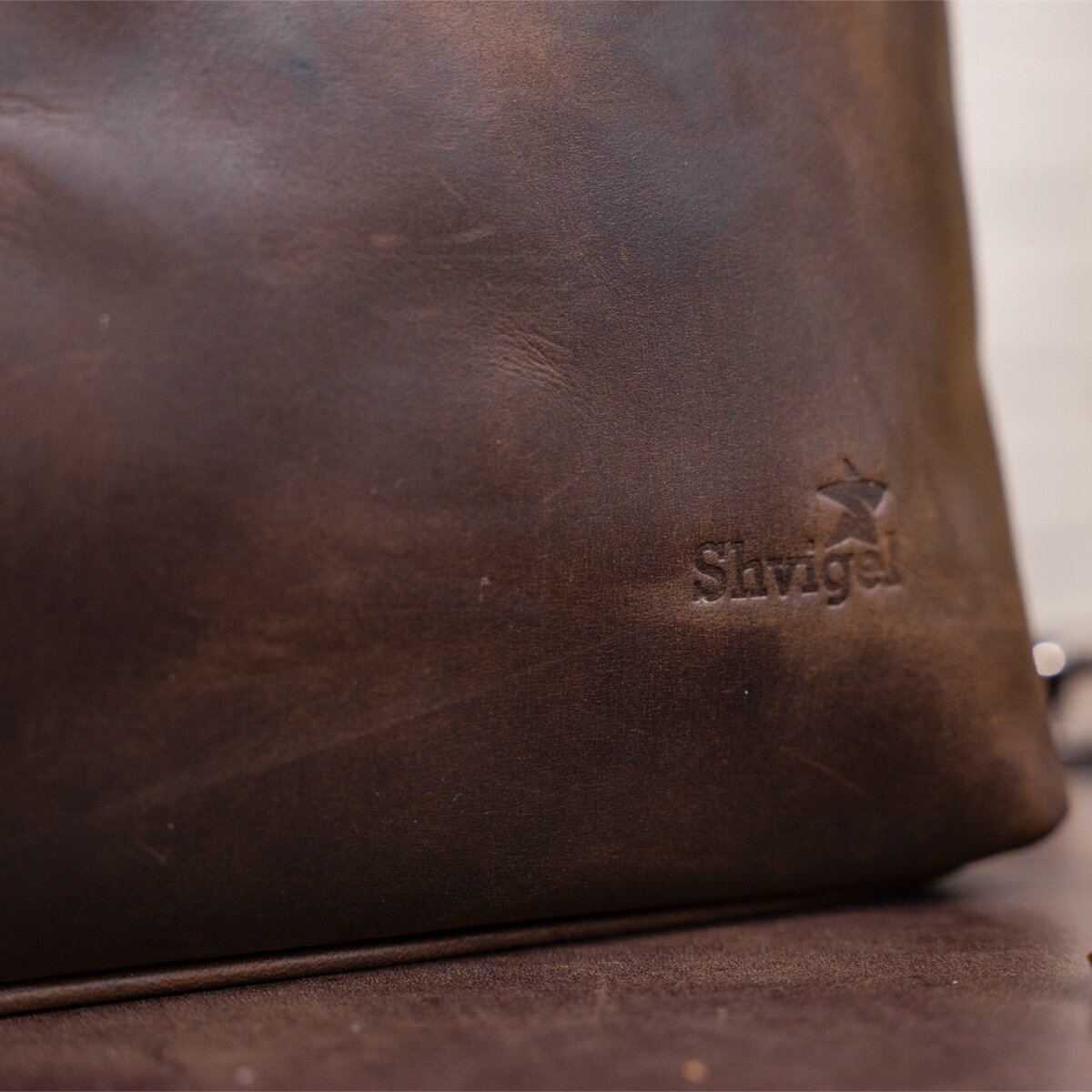 Men's Leather Bag SHVIGEL 11099 Brown Genuine Leather from Ukraine