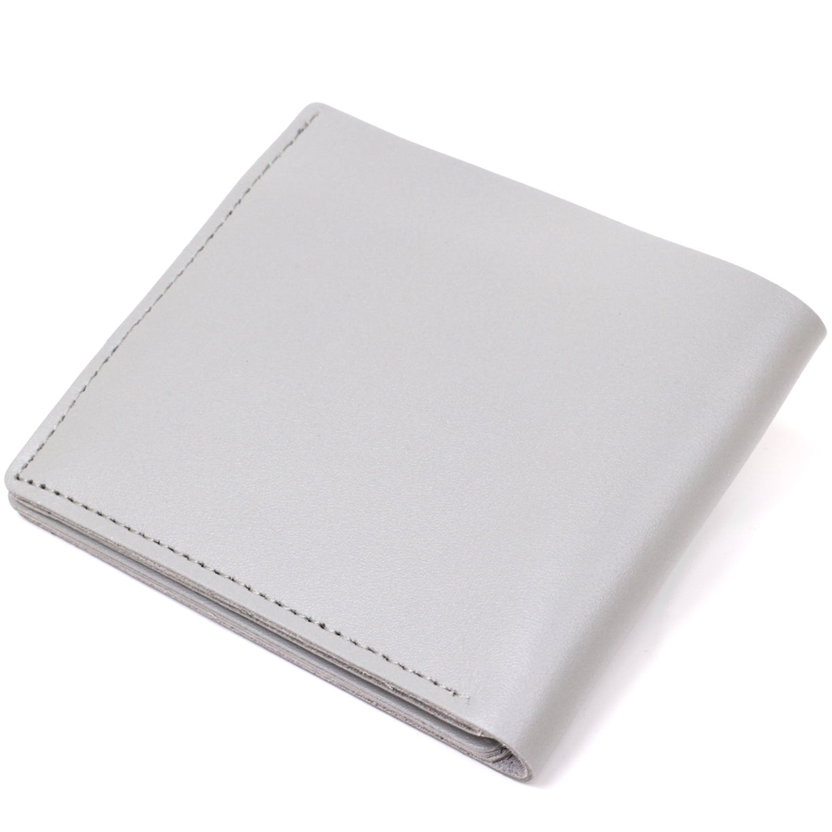 Small Leather Wallet SHVIGEL 16451 Gray Natural Leather Made in Ukraine