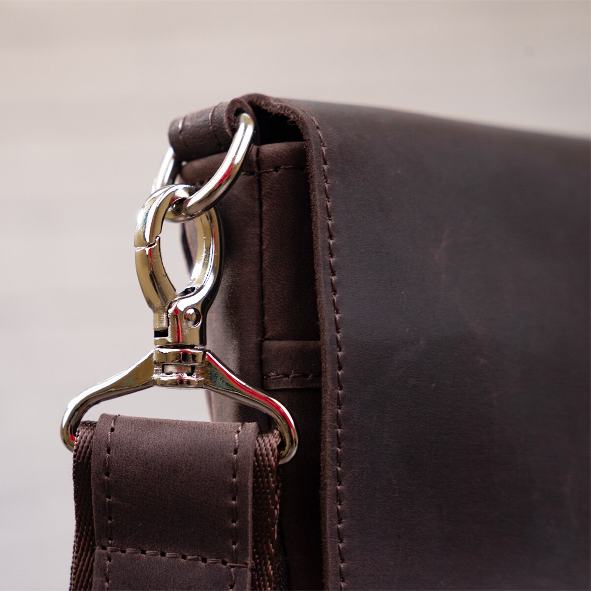 Leather Bag SHVIGEL 00999 Brown Natural Leather Handmade in Ukraine