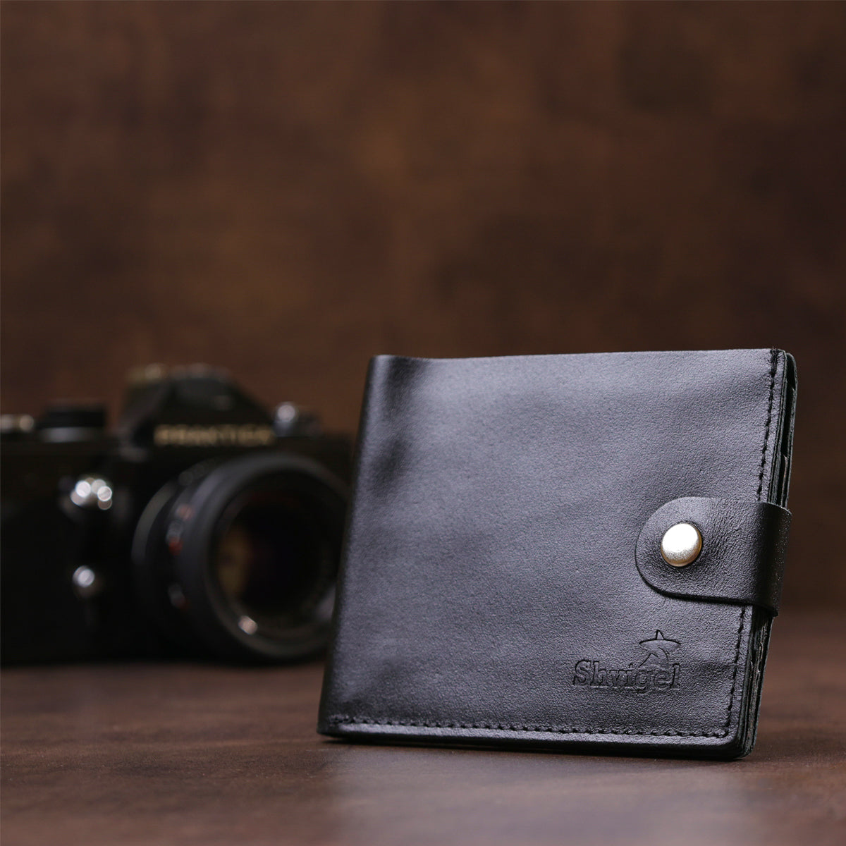 Horizontal Men's Wallet SHVIGEL 16217 Black Genuine Leather - Ukrainian Craftsmanship