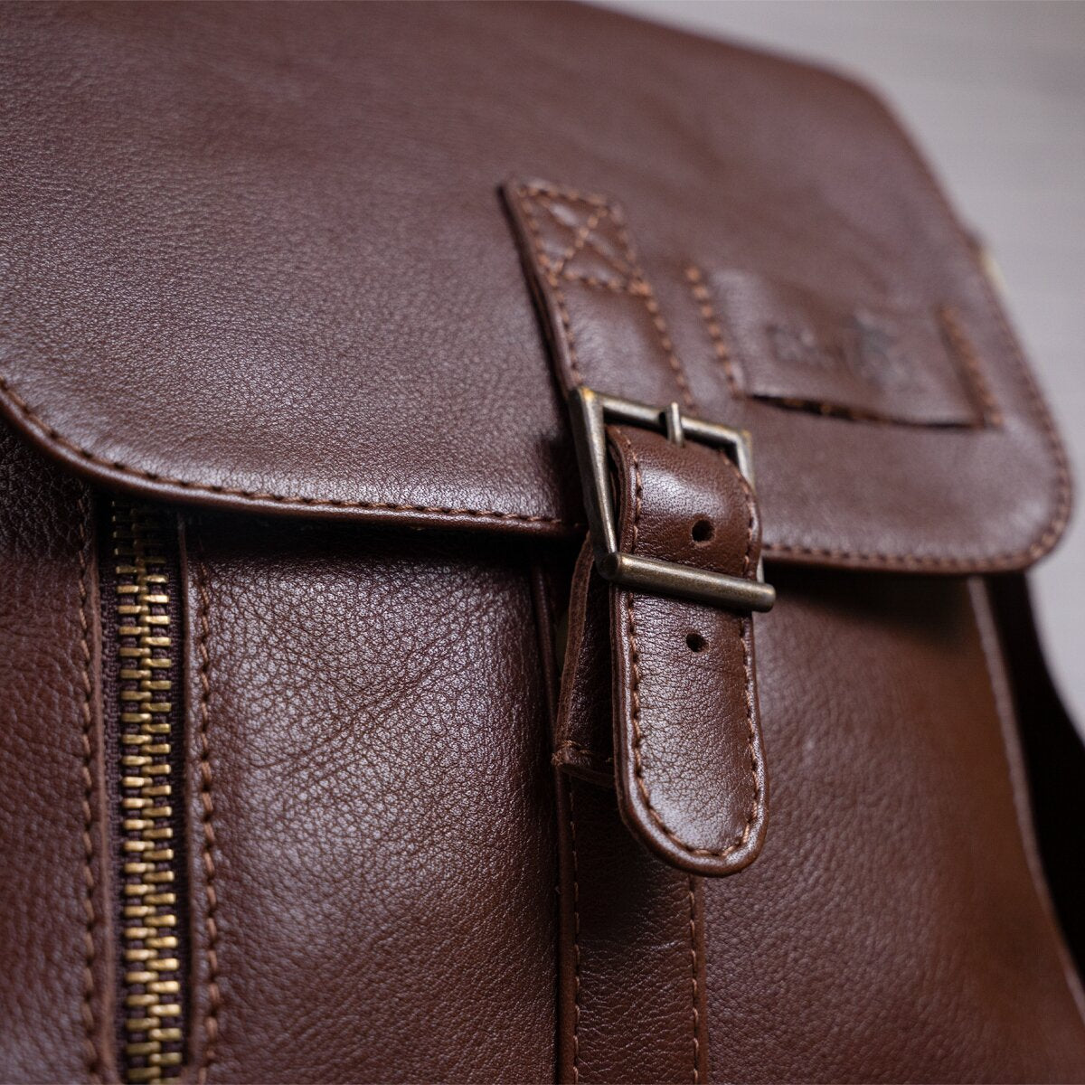 Men's Leather Bag SHVIGEL 19101 Brown Genuine Leather Handmade in Ukraine
