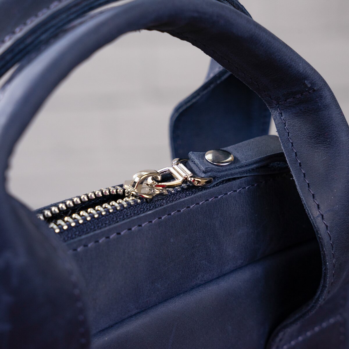 Stylish A4 Vertical Format Bag in Matte Leather by SHVIGEL, Model 11170, Blue Color