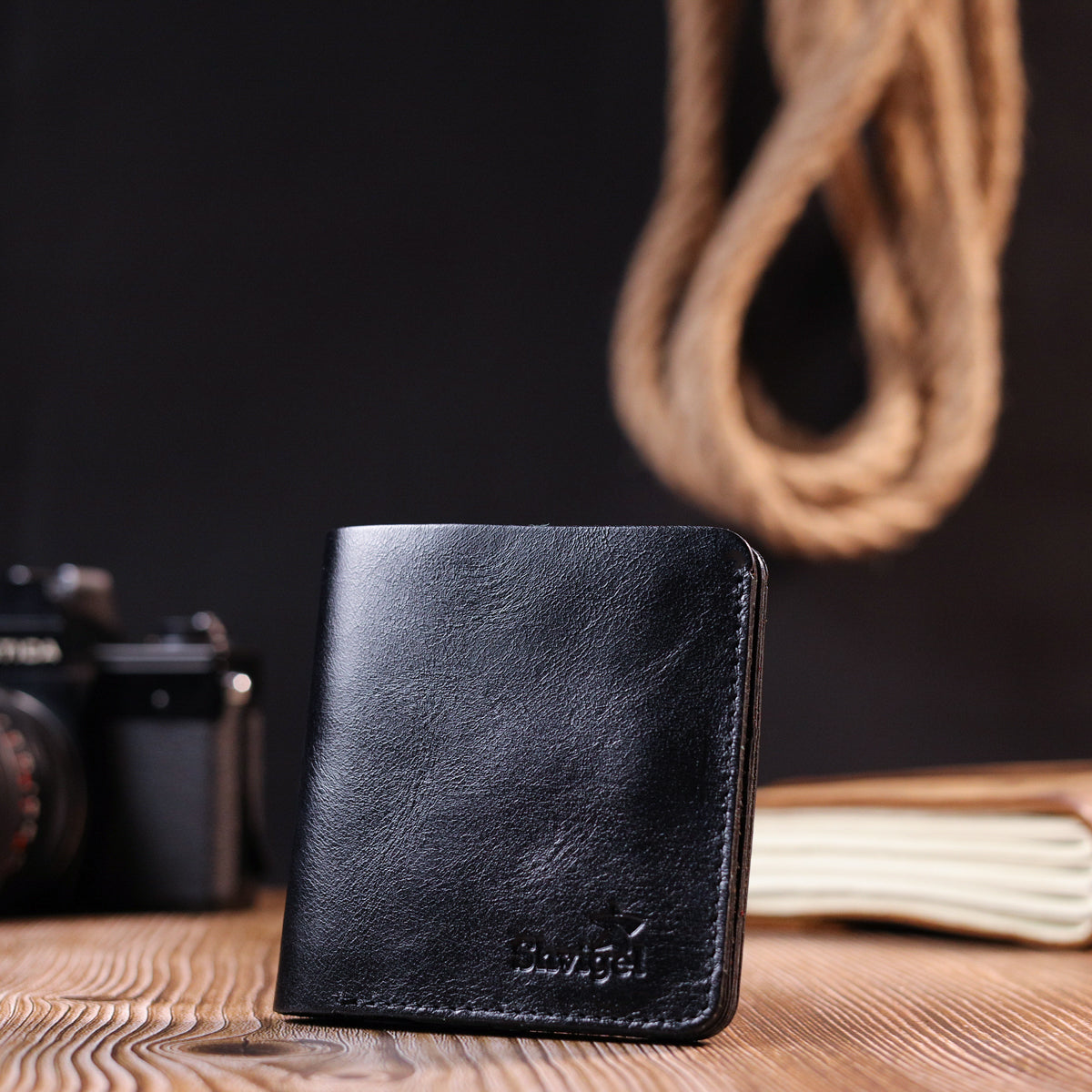 Men's Small Leather Wallet SHVIGEL 16606 Black Genuine Leather Quality Craftsmanship