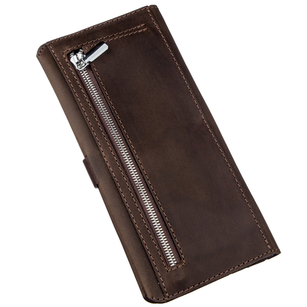 Men's Vintage Leather Wallet SHVIGEL 16207 Dark Brown Made in Ukraine Natural Leather