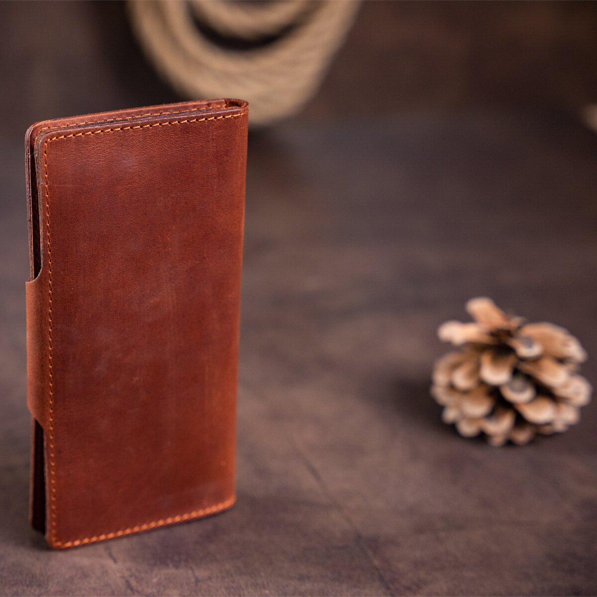 Men's Vintage Leather Wallet by SHVIGEL Model 16167 Brown Natural Leather