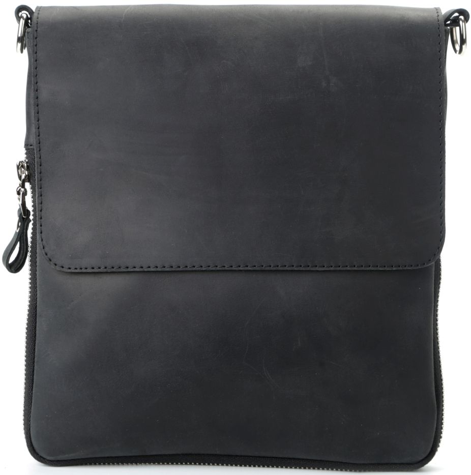 Vintage Leather Bag SHVIGEL 11017 Black Natural Leather Handmade in Ukraine