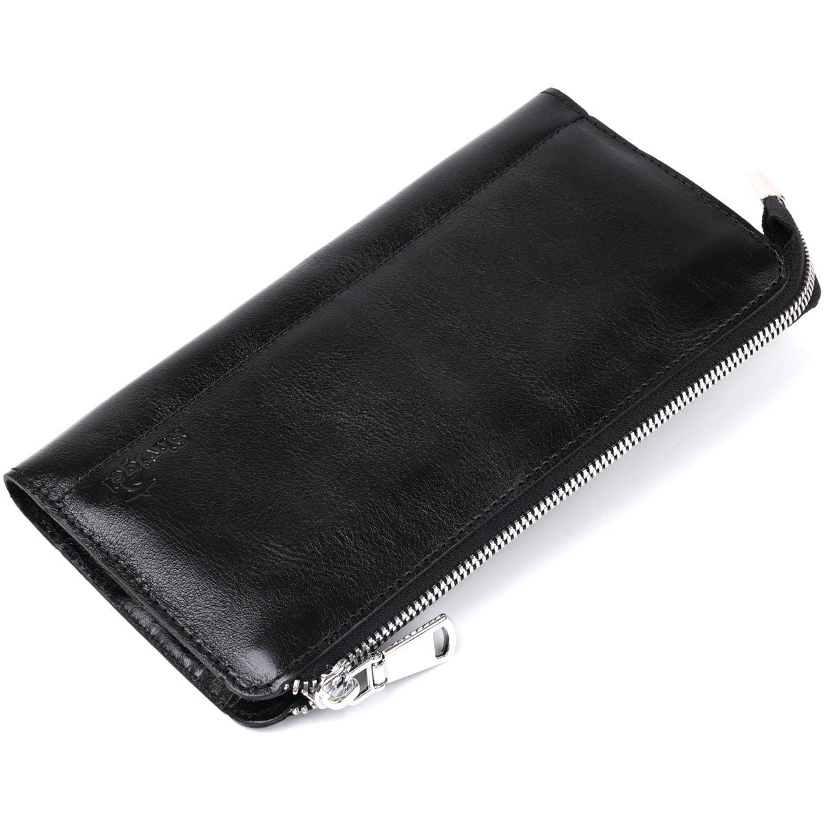 Unisex Leather Clutch SHVIGEL 16186 Black, Made in Ukraine, Natural Leather