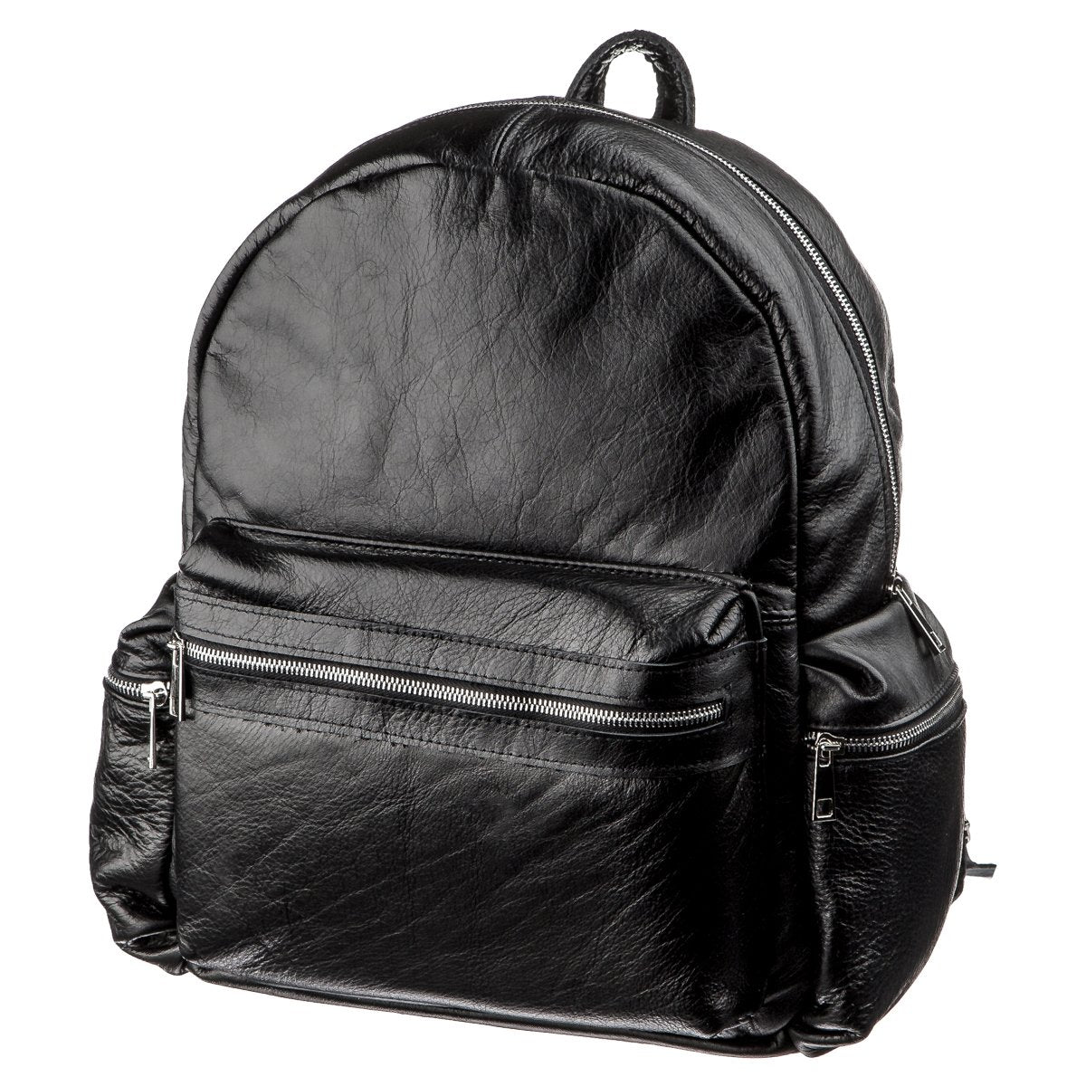 Leather Backpack SHVIGEL 11260 Black Natural Leather, Ukrainian Craftsmanship
