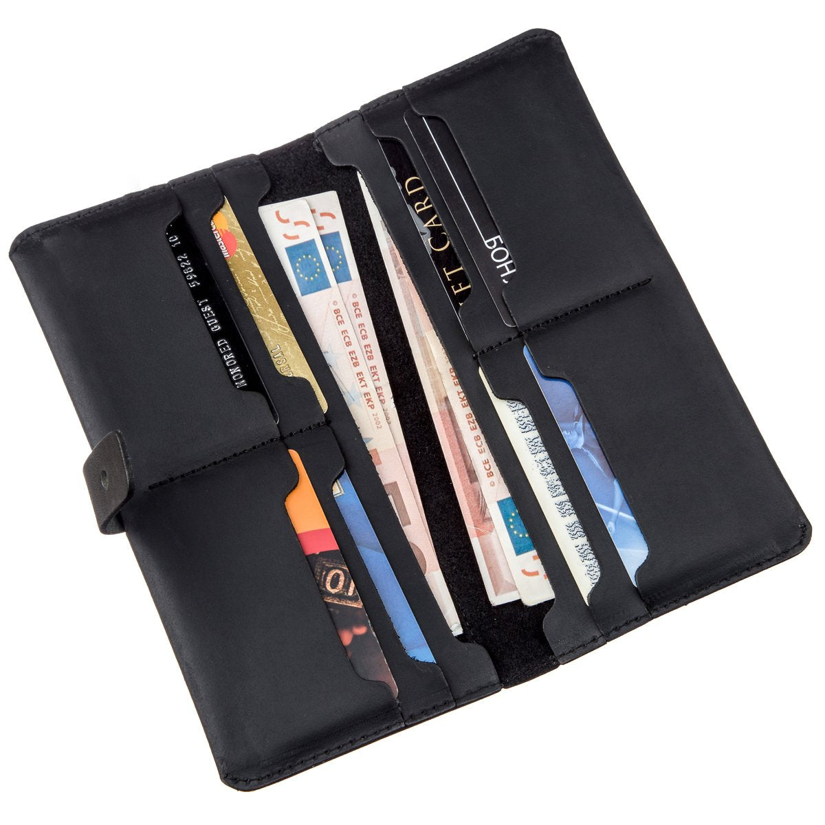 Men's Wallet SHVIGEL 16209 Vintage Black Leather, Natural Leather Material, Ukraine
