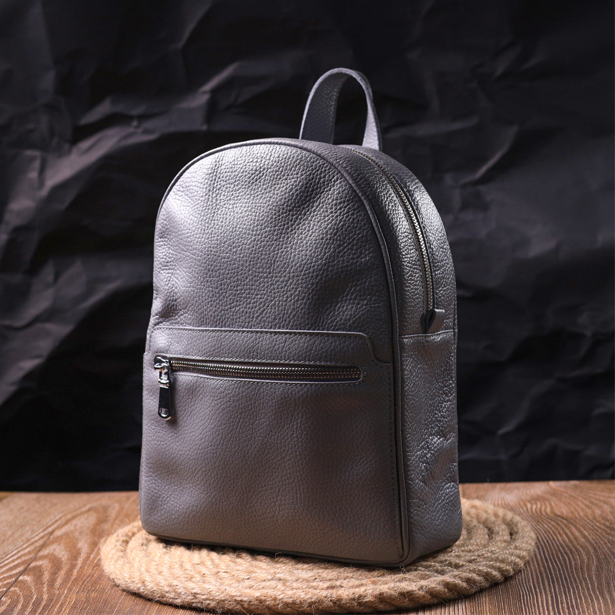 Leather Women's Backpack SHVIGEL 16308 in Grey - Made from Natural Leather