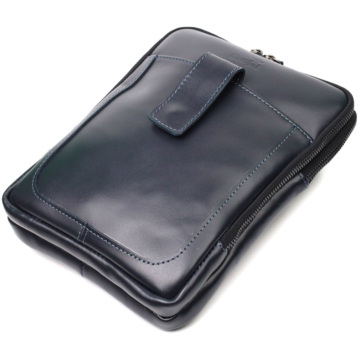 Stylish Men's Shoulder Bag SHVIGEL 22142 Blue Genuine Leather from Ukraine
