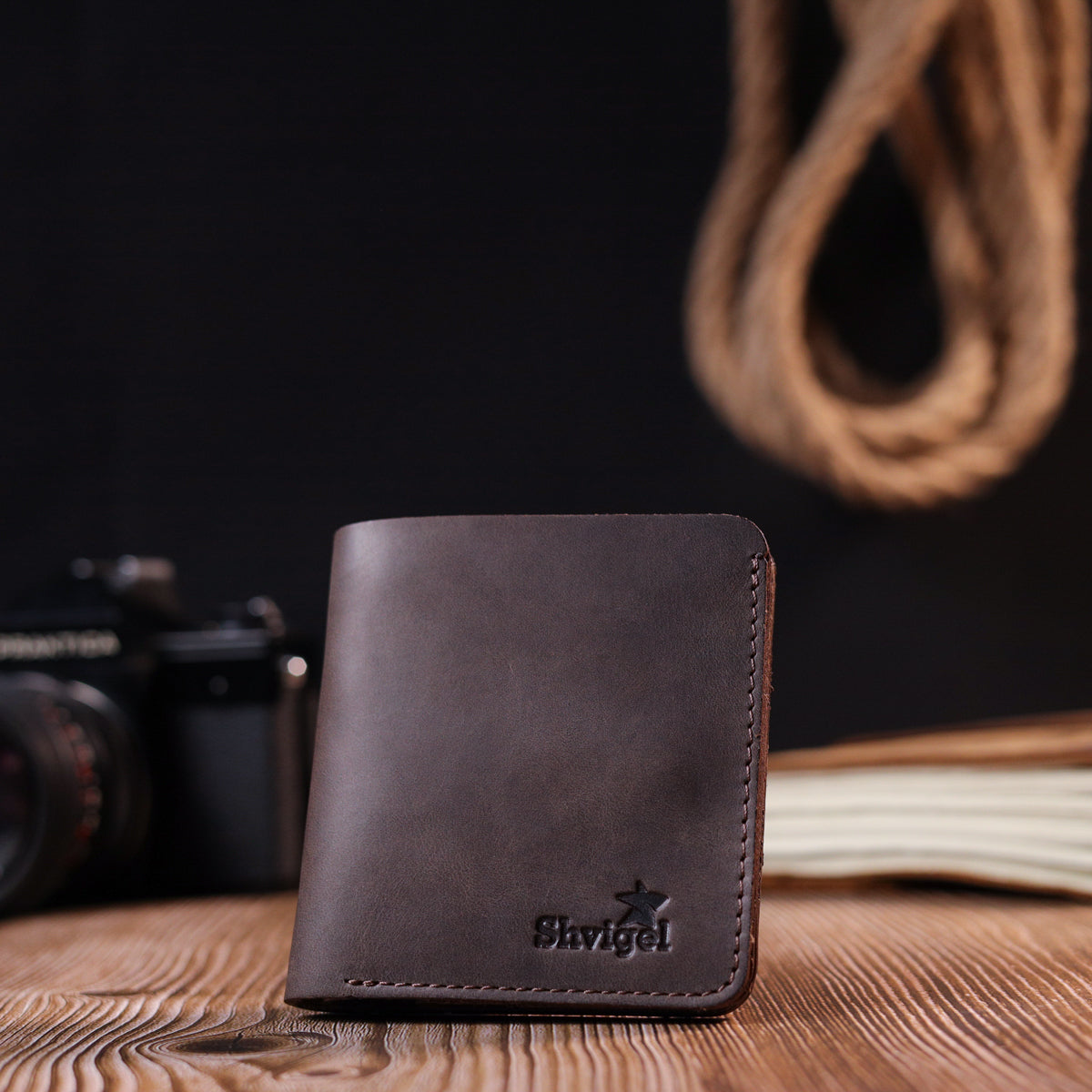 Vintage Leather Wallet SHVIGEL 16601 Brown Natural Leather Handmade Design
