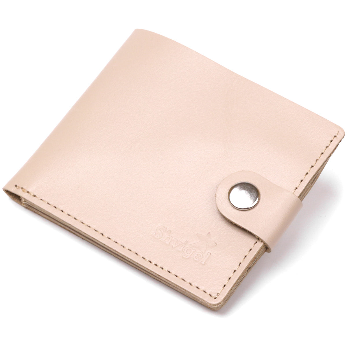 Stylish Leather Wallet SHVIGEL 16447 Beige Natural Leather Made in Ukraine