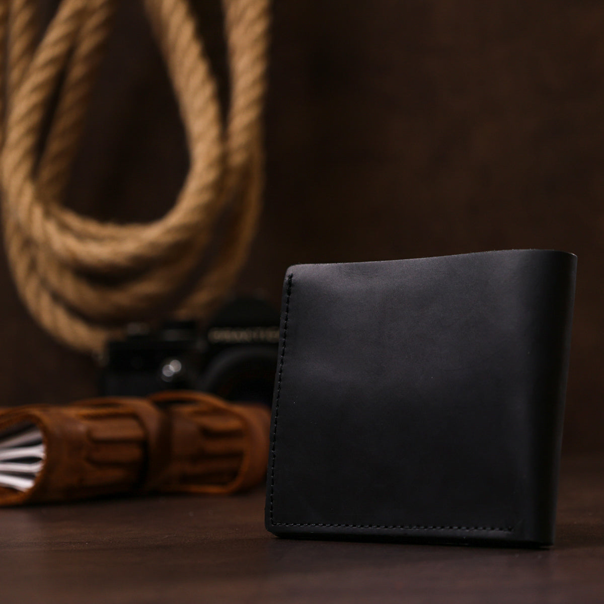Men's Vintage Matte Wallet SHVIGEL 16453 Black 100% Genuine Leather Craftsmanship