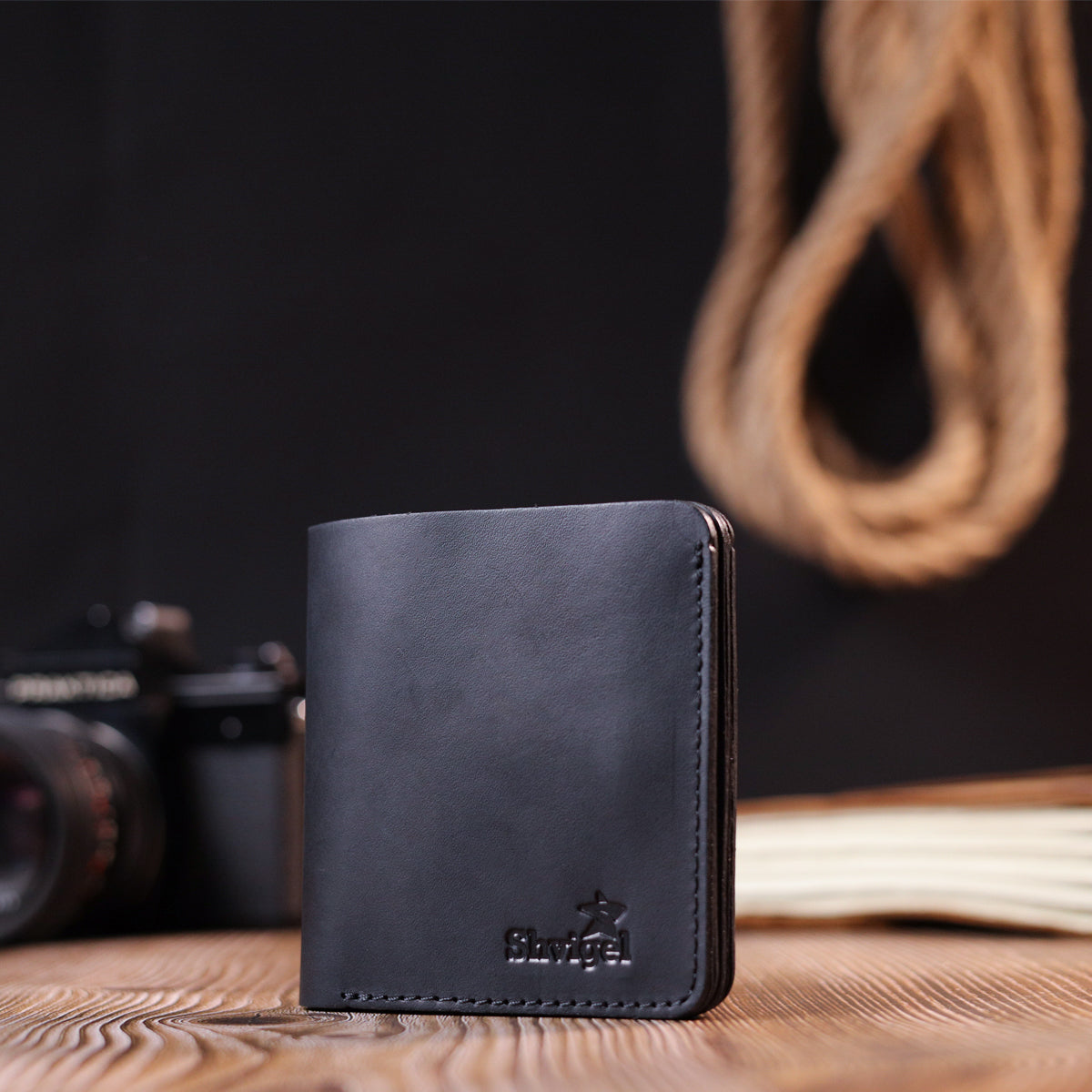 Matte Men's Wallet Natural Leather SHVIGEL 16600 Black Durable Design