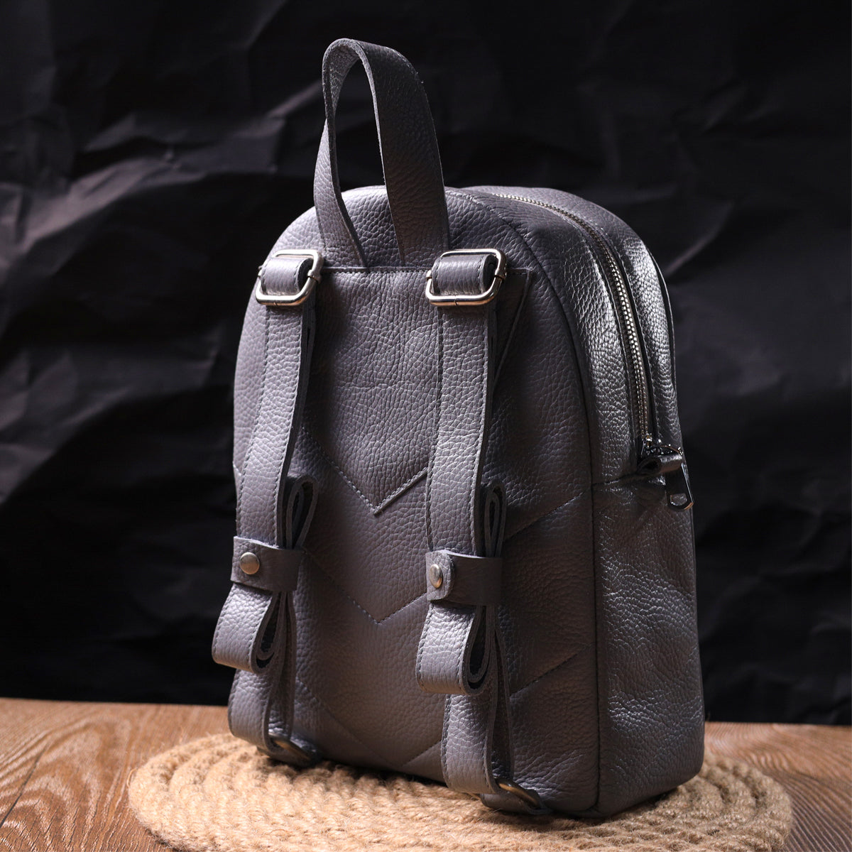 Leather Women's Backpack SHVIGEL 16308 in Grey - Made from Natural Leather