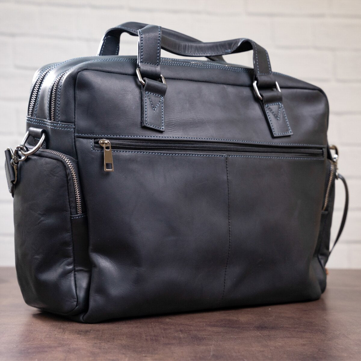 Men's Leather Bag SHVIGEL 11117 Black Crafted from Natural Leather in Ukraine