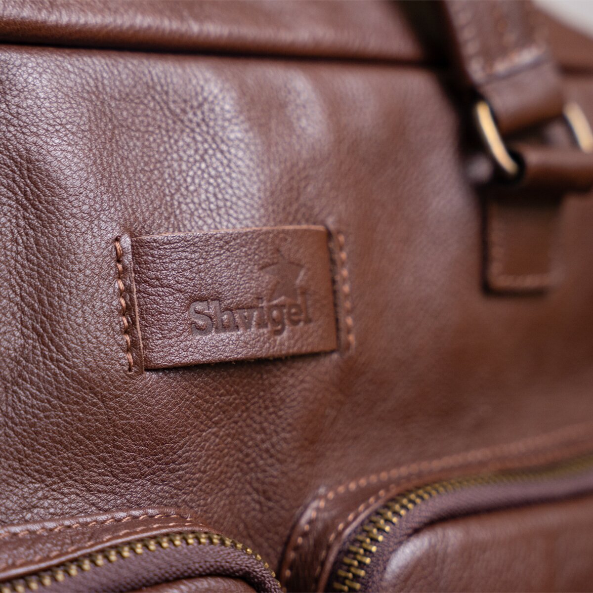 Men's Leather Laptop Bag SHVIGEL 19109 Brown Made of Genuine Leather