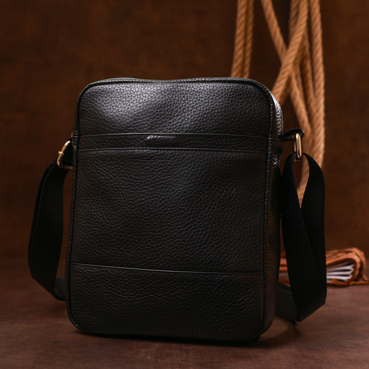 Men's Shoulder Bag SHVIGEL 16334 Black Genuine Leather Practical Design