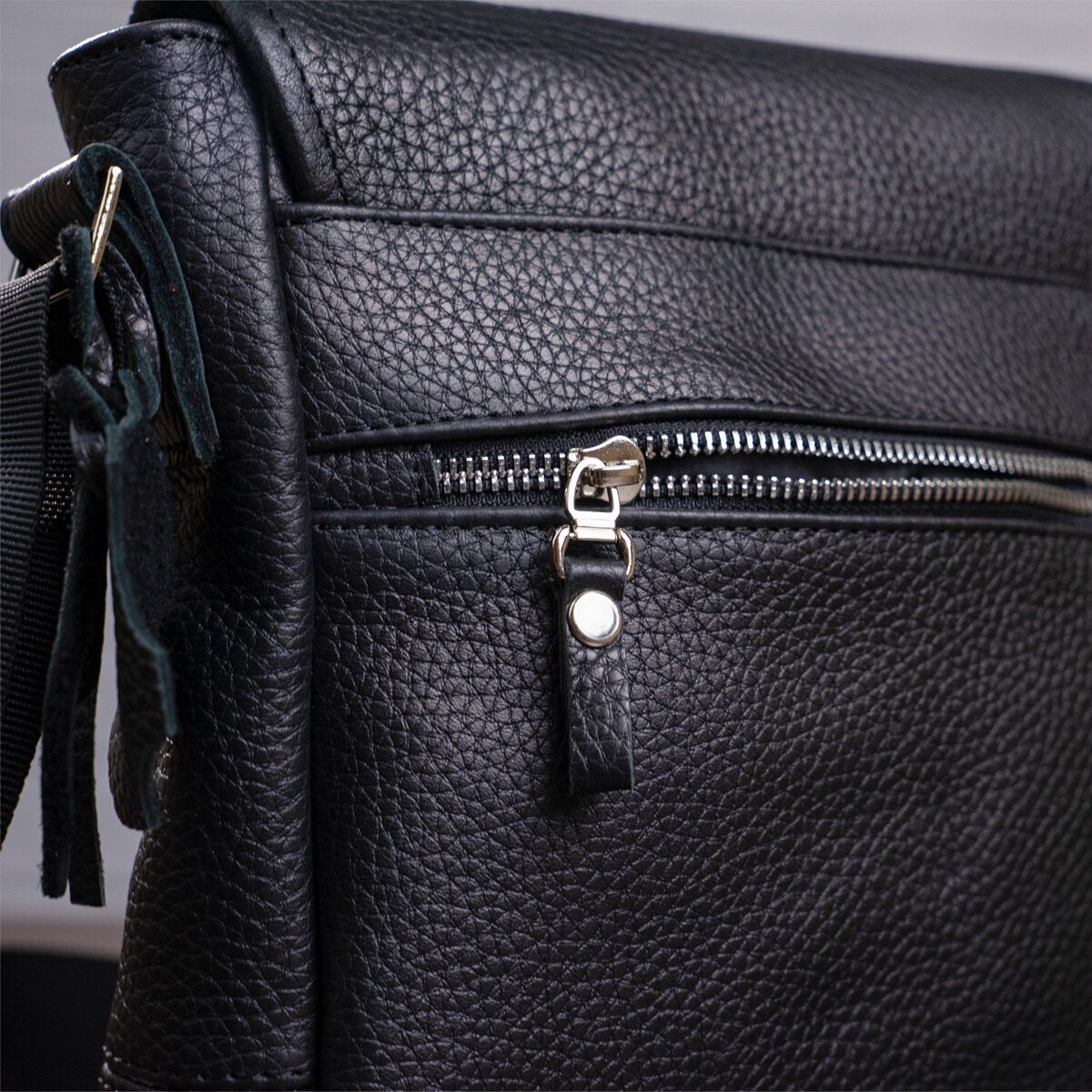 Leather Bag SHVIGEL 00853 Black Natural Leather Handmade in Ukraine