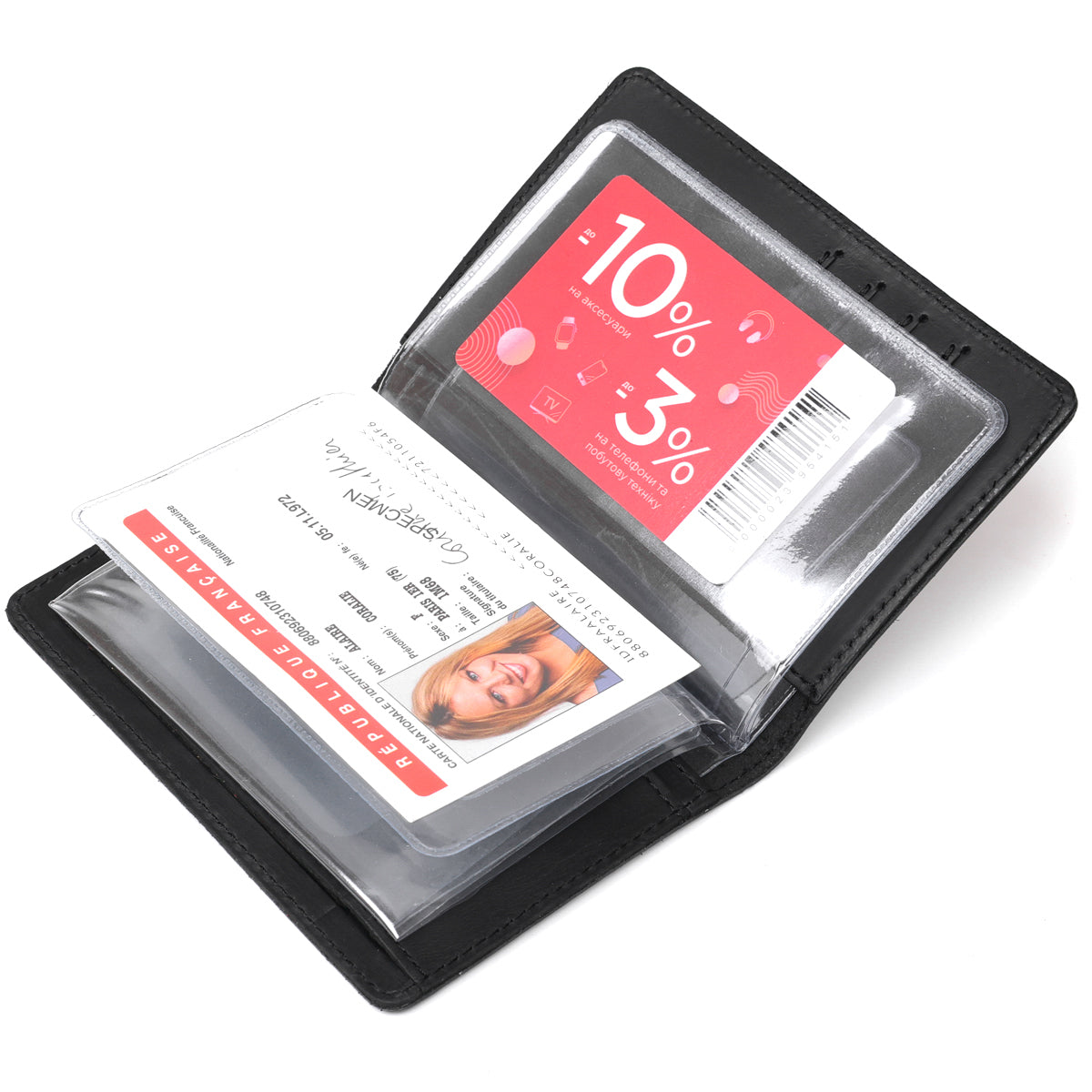 Leather Car Document Holder SHVIGEL 13923 Black Natural Leather for Drivers