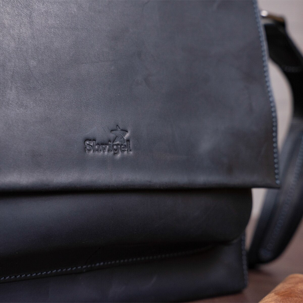 Men's Leather Bag SHVIGEL 11112 Black Genuine Leather from Ukraine