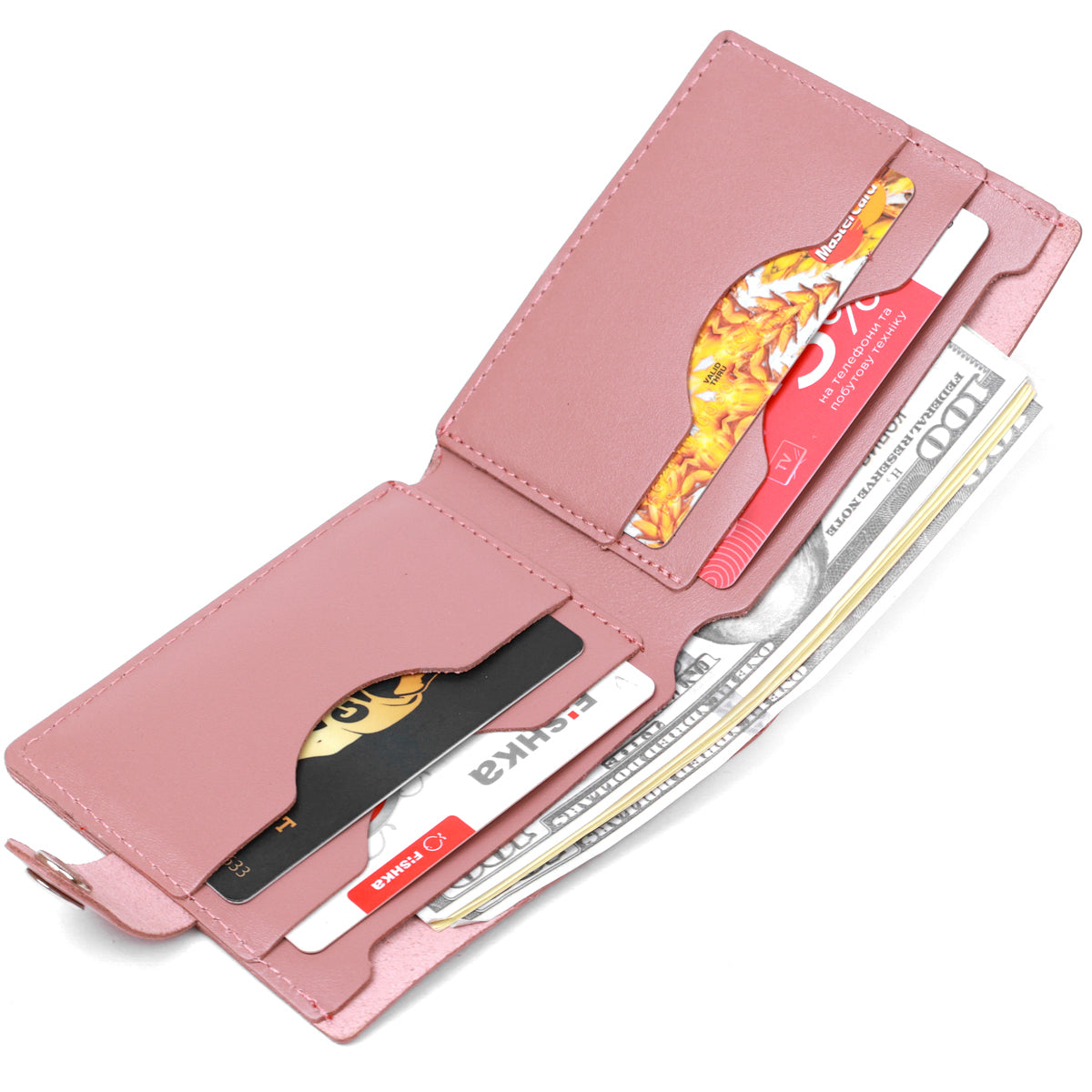 Horizontal Leather Wallet SHVIGEL 16467 Pink Genuine Leather Stylish Design