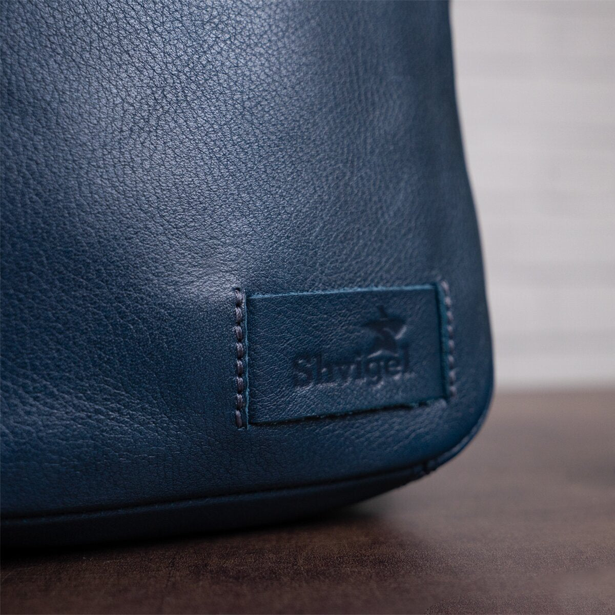 Men's Leather Bag SHVIGEL 19105 Blue Natural Leather Handmade in Ukraine
