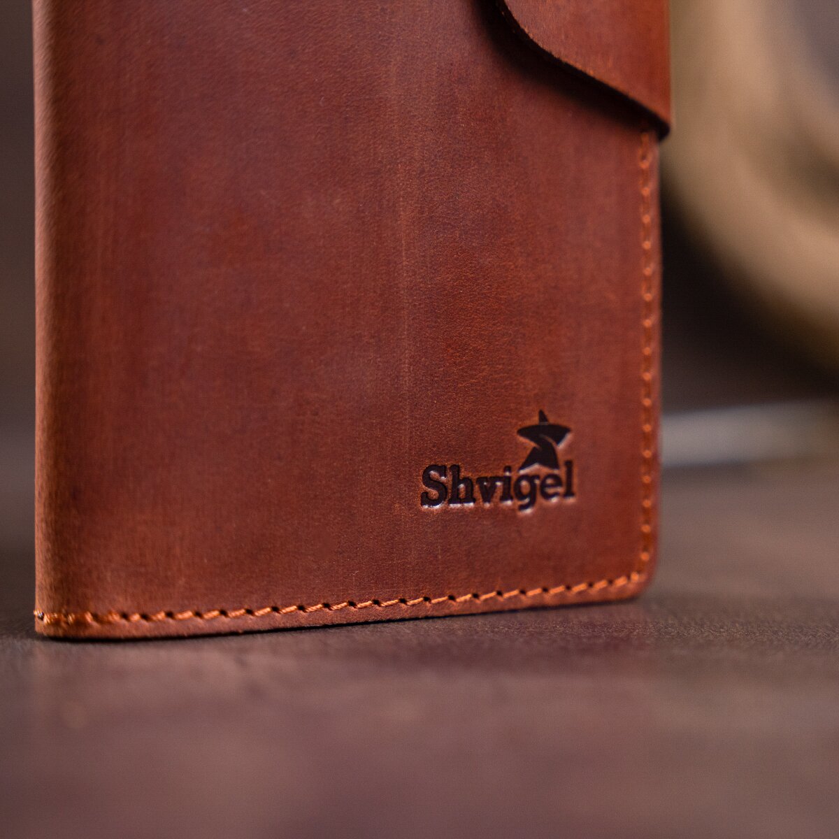 Men's Vintage Leather Wallet by SHVIGEL Model 16167 Brown Natural Leather