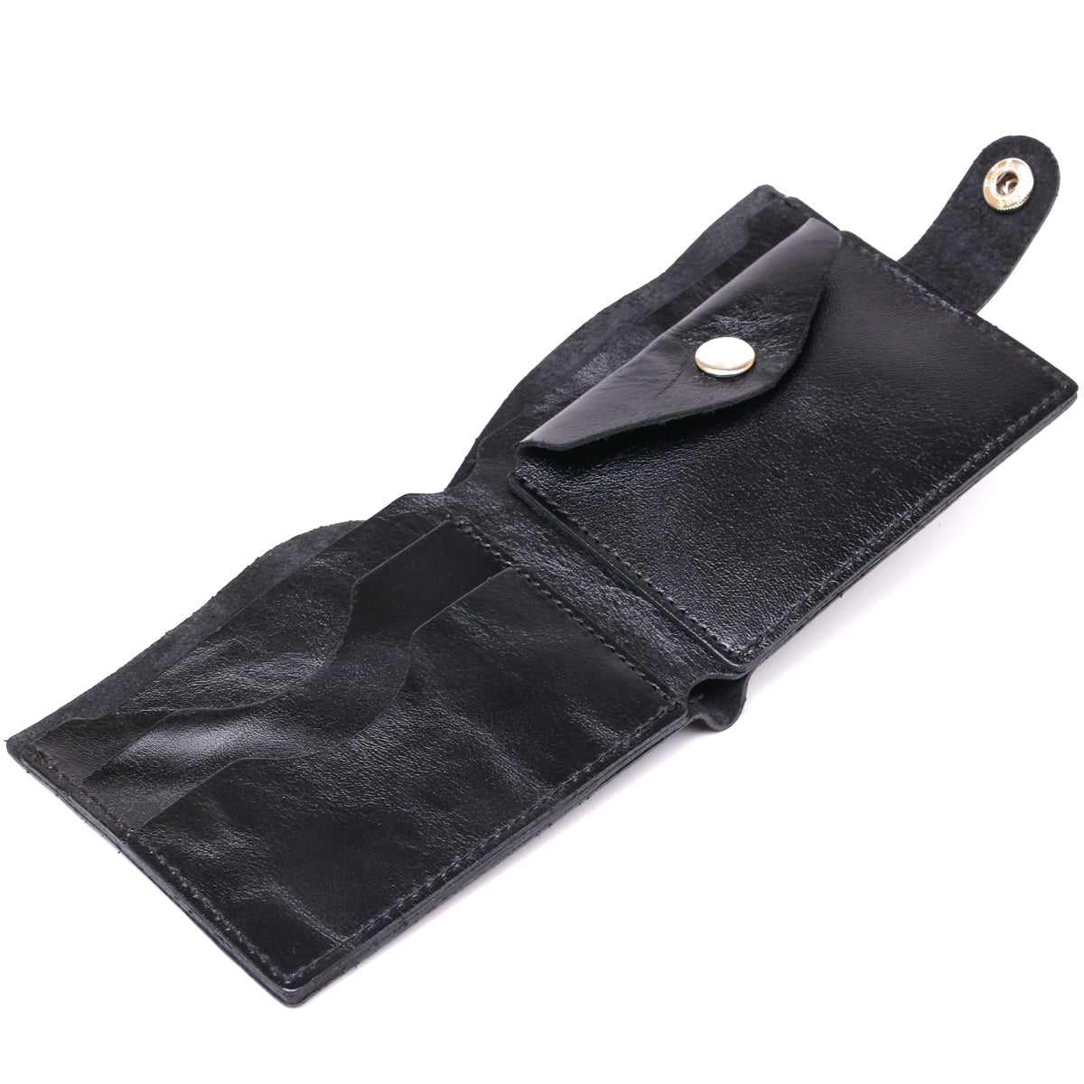 Leather Men's Wallet SHVIGEL 16439 Black Genuine Leather Handmade in Ukraine