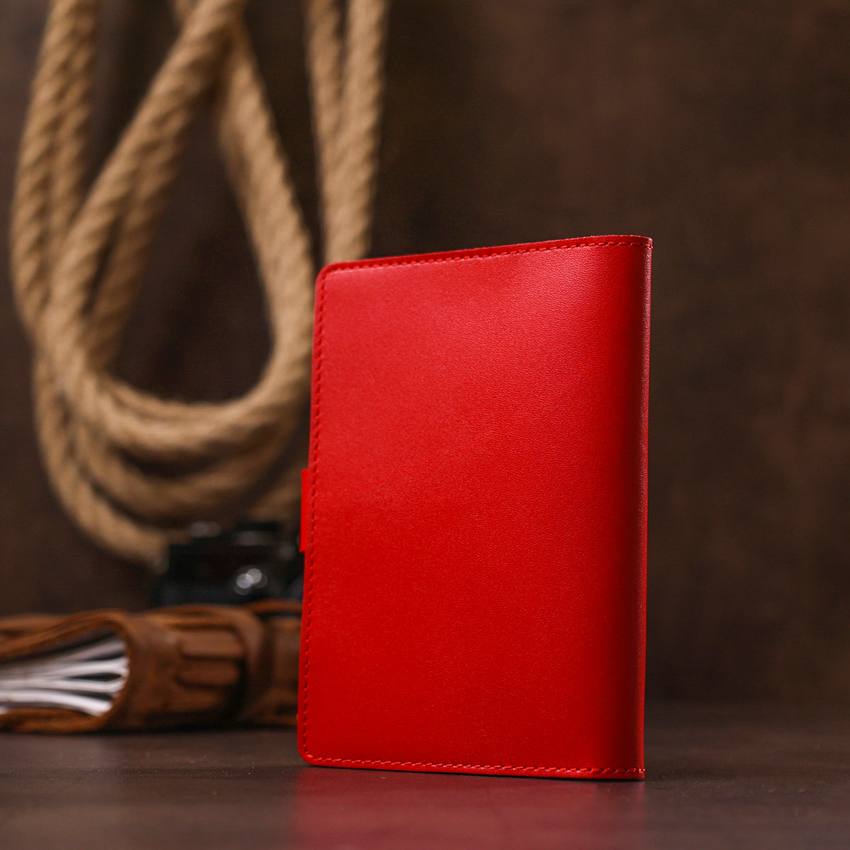 Practical Leather Travel Case SHVIGEL 16524 Red Made in Ukraine Genuine Leather