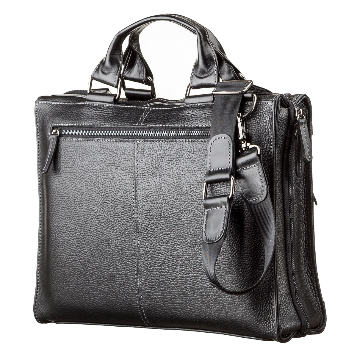 Men's Leather Bag SHVIGEL 11116 Black High-Quality Natural Leather from Ukraine