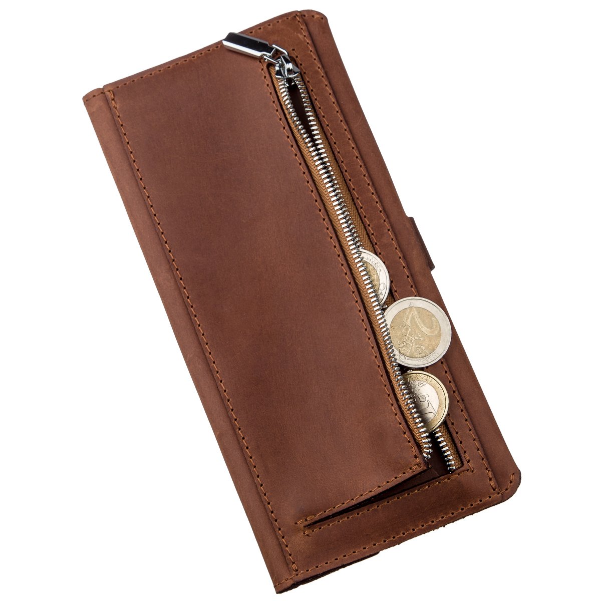 Men's Vintage Leather Wallet SHVIGEL 16208 Brown Genuine Leather Design