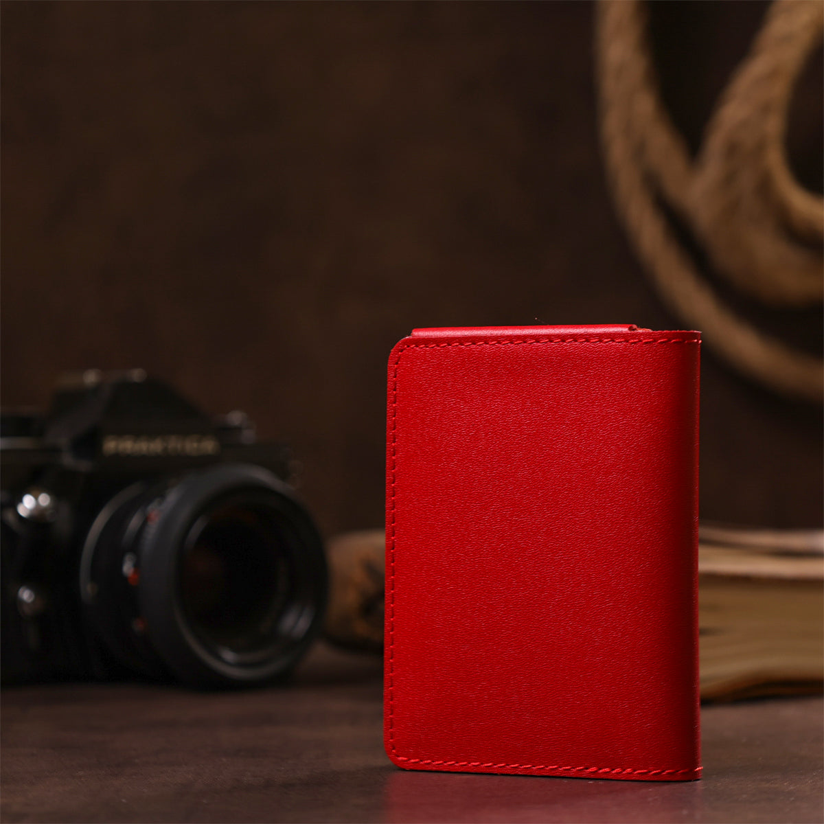 Leather Document Holder for Auto - SHVIGEL 13965 Red, 3 Slot Design, Driver's Use - Ukraine