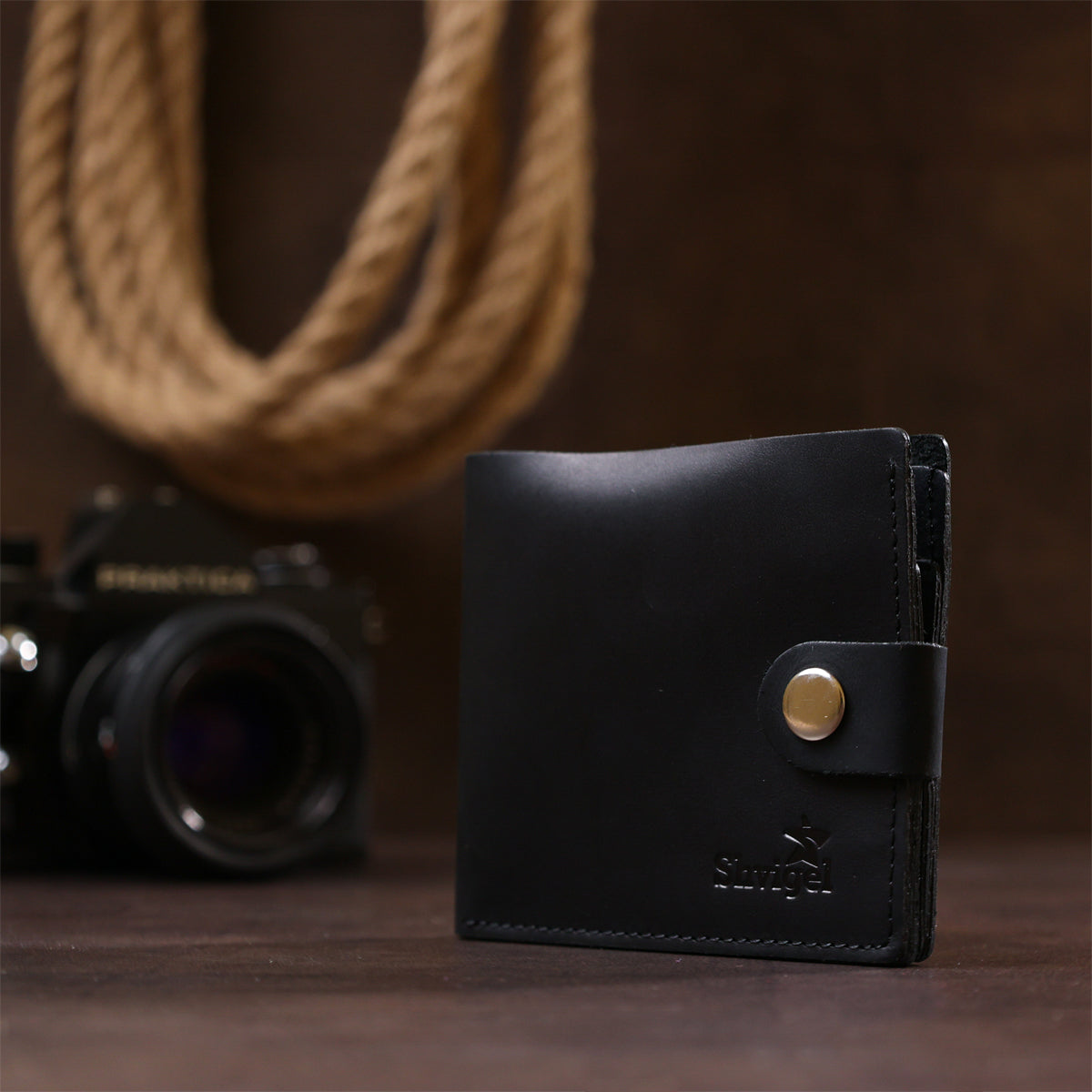 Men's Leather Wallet SHVIGEL 16432 Black, Crafted from Premium Natural Leather, Ukraine
