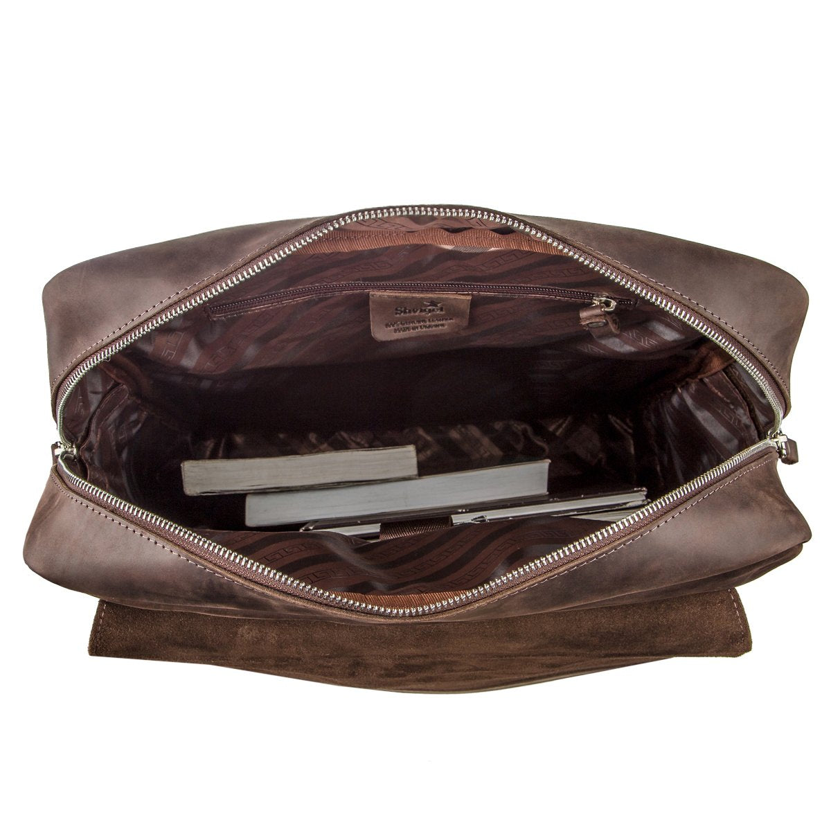 Large Leather Backpack by SHVIGEL 15307 in Brown with Crazy Horse Finish, Made in Ukraine