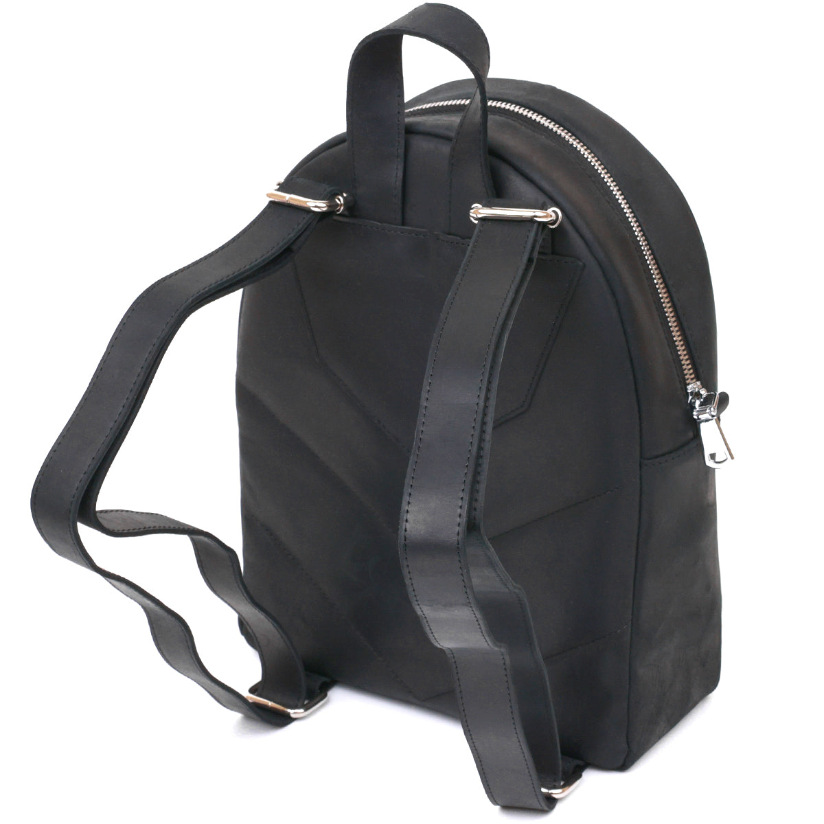 Vintage Universal Backpack SHVIGEL 16313 Black Natural Leather Made in Ukraine