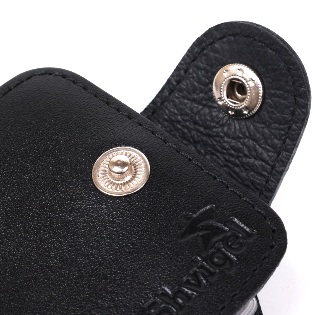 Horizontal Business Card Holder SHVIGEL 13915 Black Leather Made in Ukraine