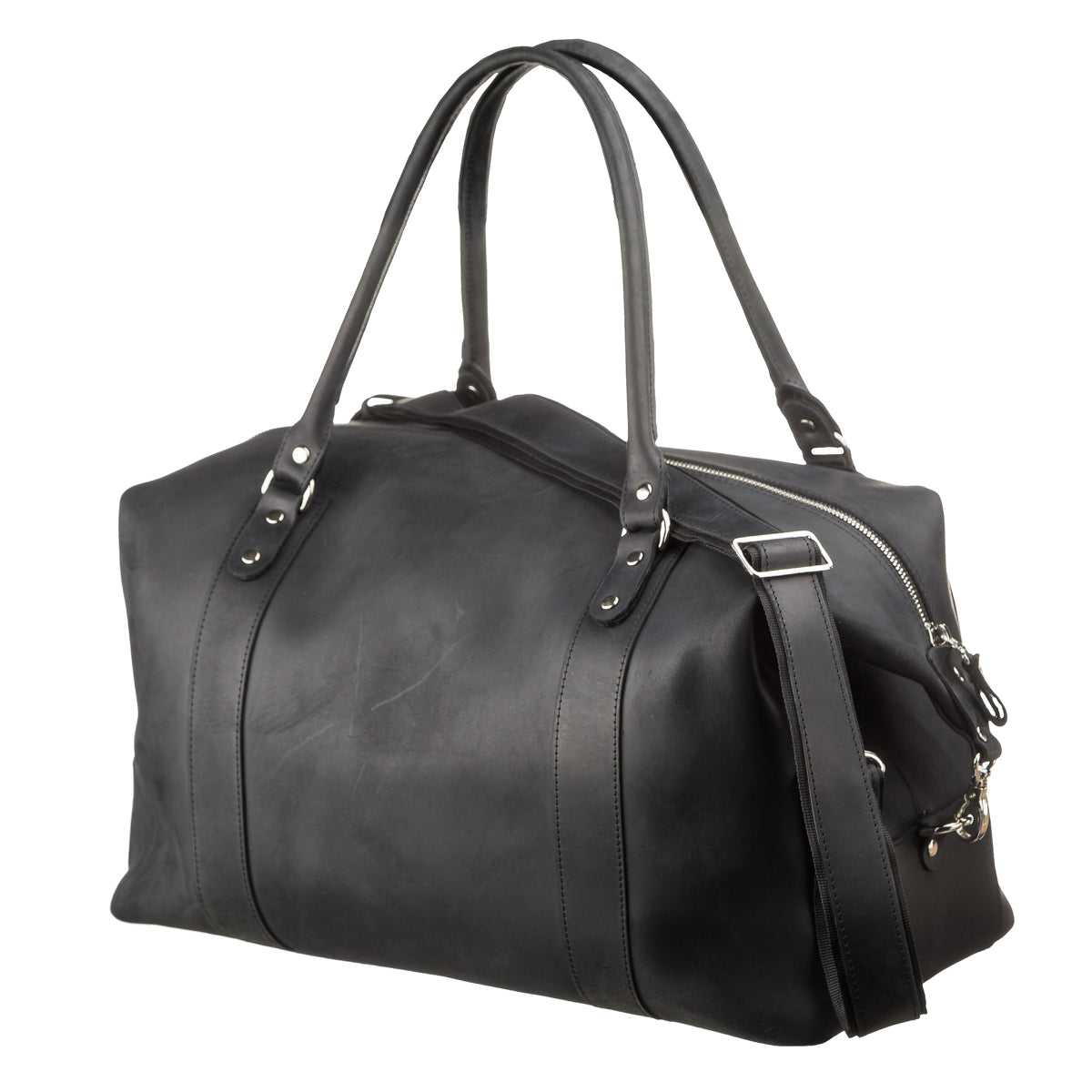 Travel Bag SHVIGEL 15302 Black Natural Leather Stylish Design Quality Craftsmanship