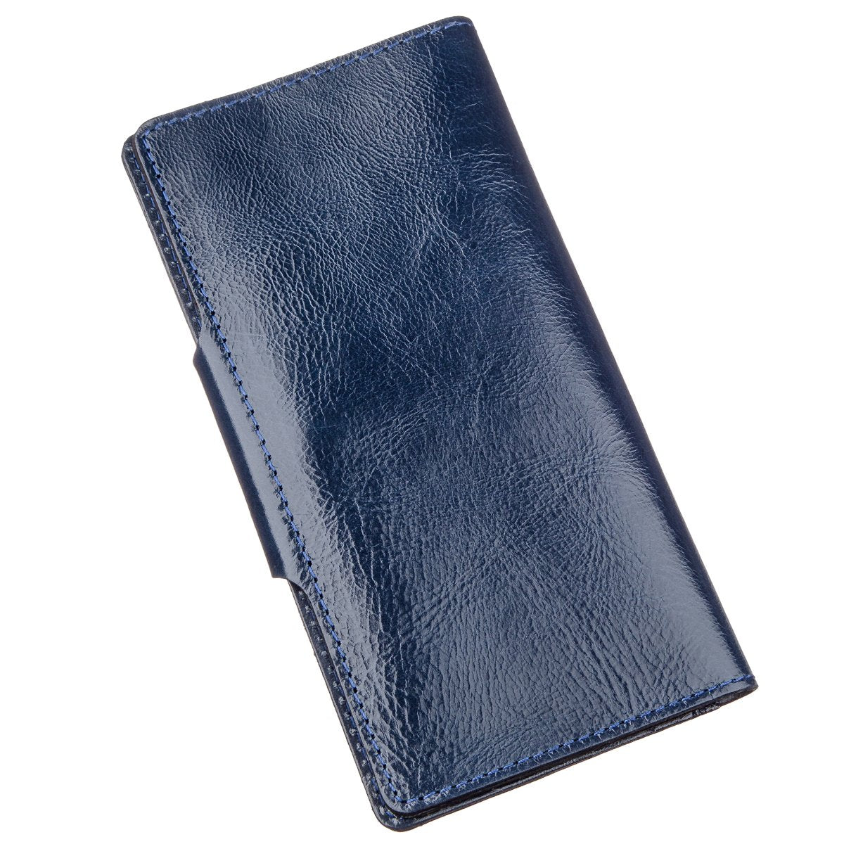 Unisex Leather Wallet SHVIGEL 16170 Blue Alcor with Buttons - Genuine Leather from Ukraine
