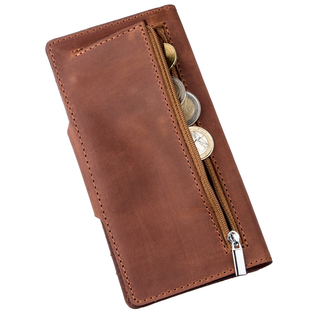 Vertical Men's Wallet in Vintage Leather by SHVIGEL 16181 Brown - Natural Leather Quality