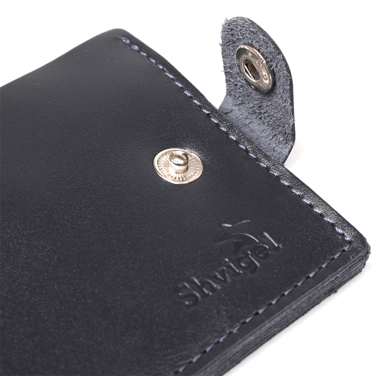 Men's Leather Wallet with Coin Pocket SHVIGEL 16212 Blue - Genuine Leather, Ukraine Made