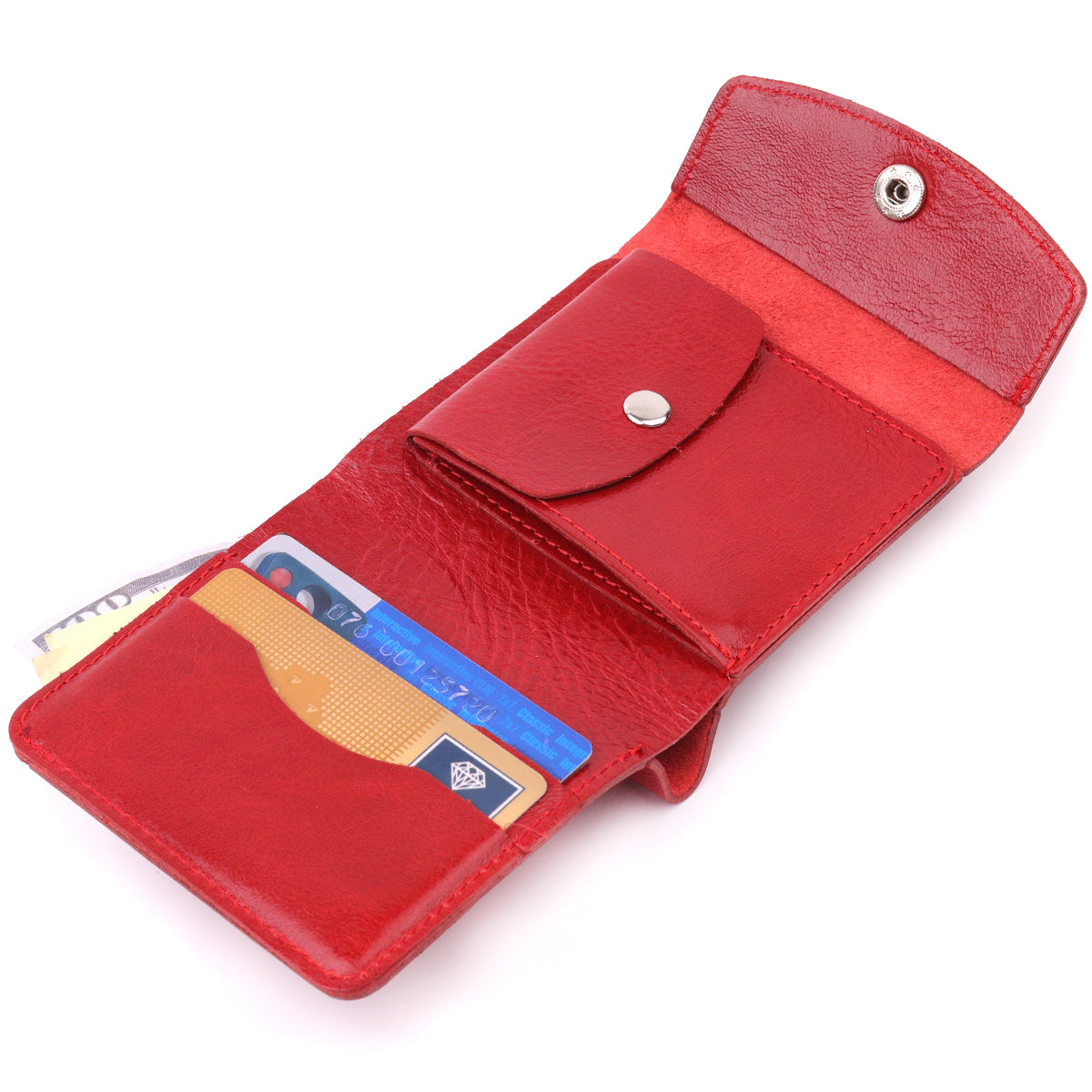 Leather Wallet for Women SHVIGEL 16618 Red Compact Design, Genuine Leather Material