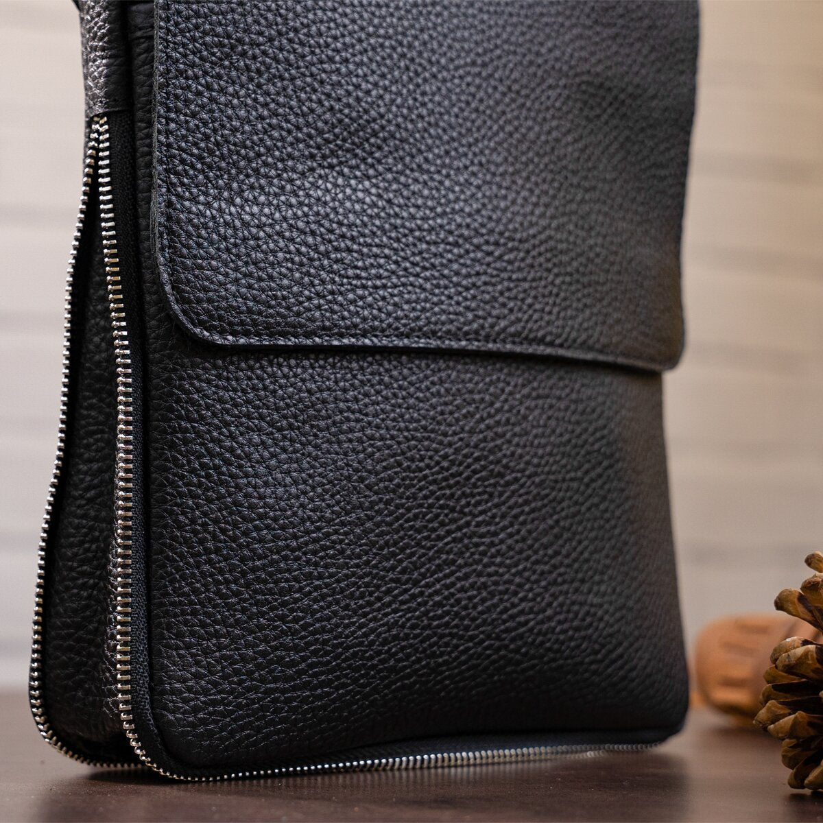 Genuine Leather Handbag SHVIGEL 11016 Black, Made in Ukraine, Premium Quality