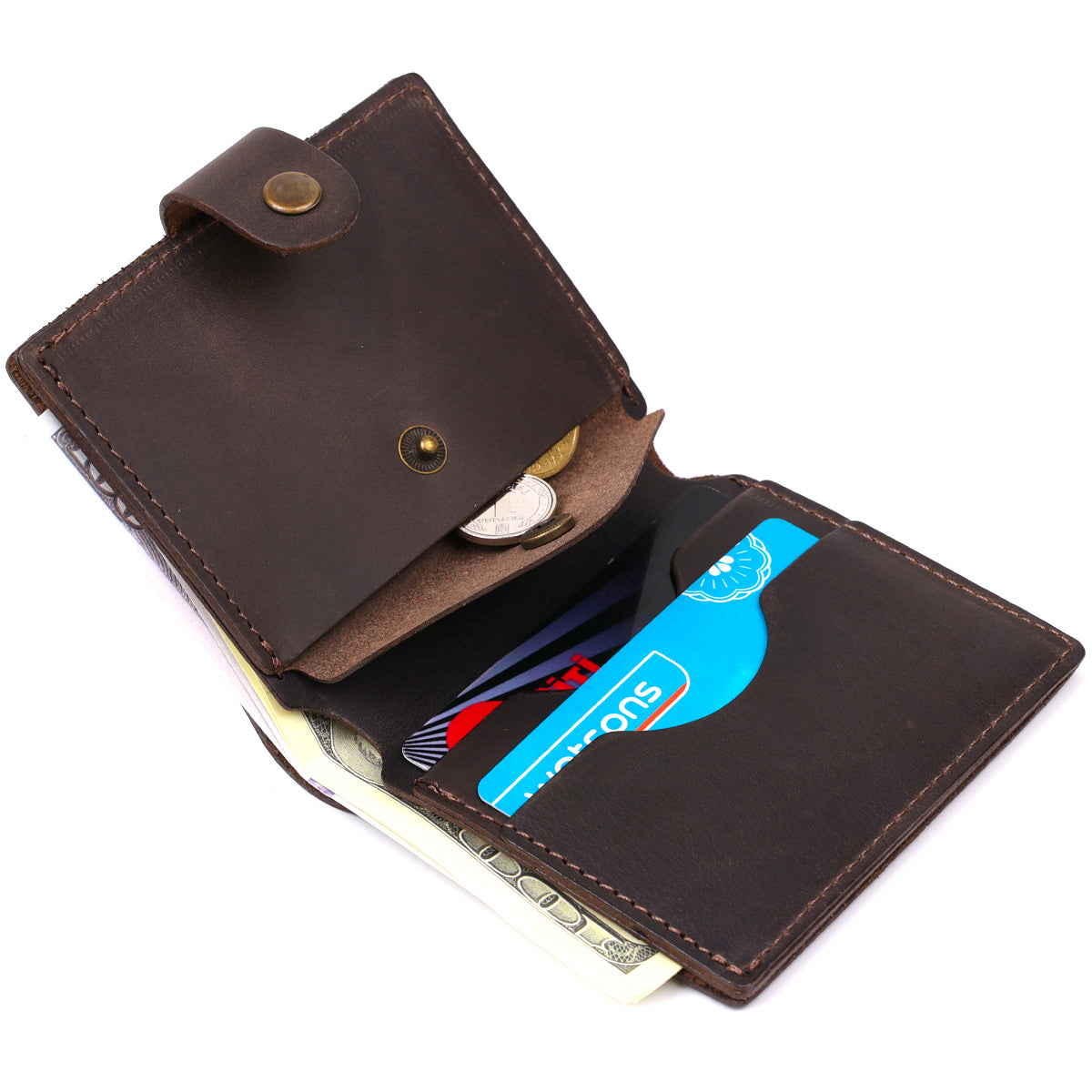 Leather Men's Wallet SHVIGEL 16475 Brown Premium Natural Leather - Ukrainian Craftsmanship
