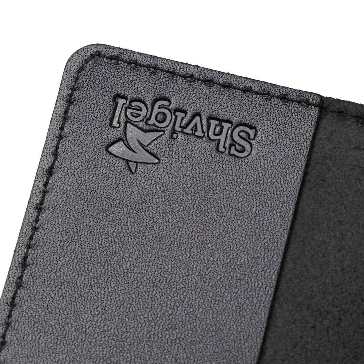 Leather Passport Cover with Map and Frame SHVIGEL 13982 in Black - Made in Ukraine, Genuine Leather Design